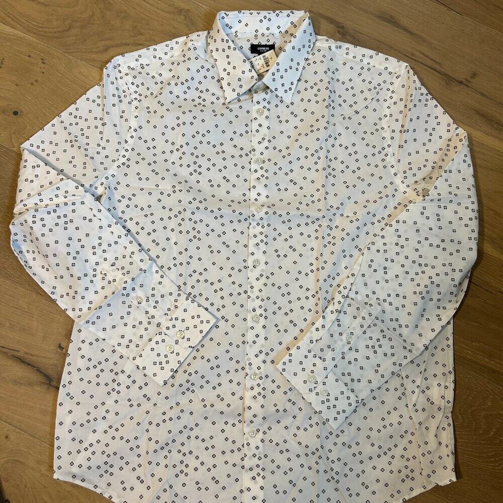🤍 Men’s White Button-Up Shirt | Small Print | XL | NWT 🤍